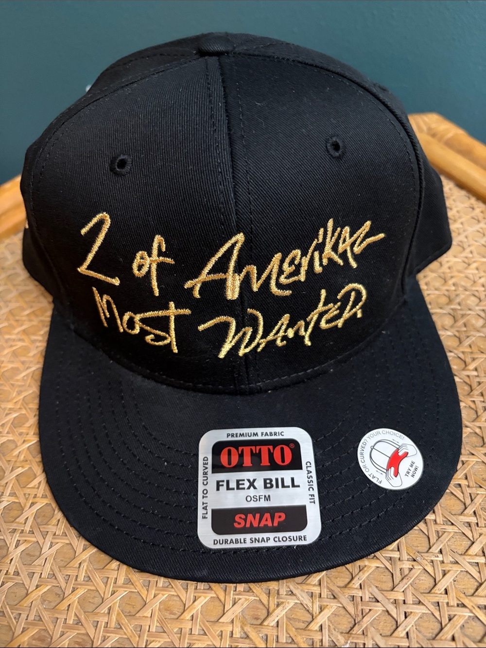 OTTO Black Snapback Hat with Gold Script